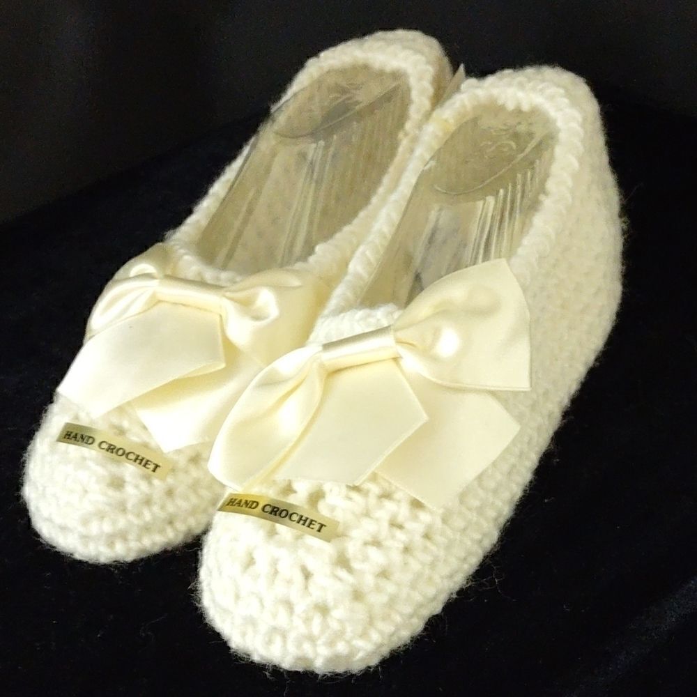 NWT Ben Berger Hand Crocheted Cream Slippers